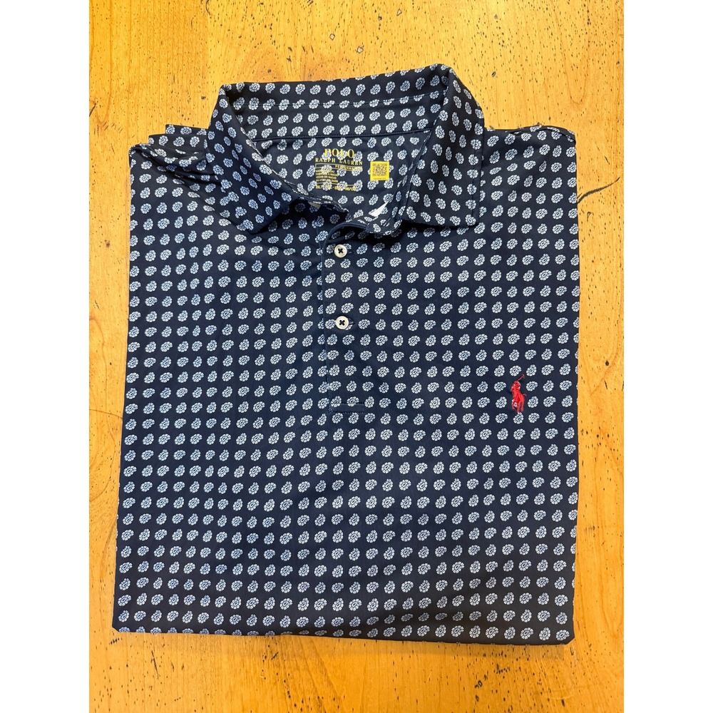 Polo Ralph Lauren Performance 2XLT Navy All Over Paisley Print Golf Polo Shirt